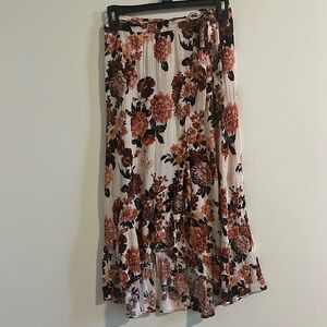 Know Rose Faux Wrap Floral Midi Skirt, (XS)